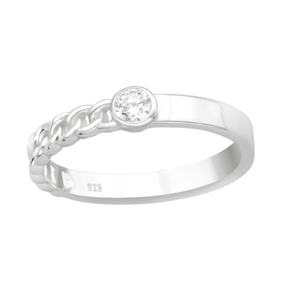Sterling Silver Diamond Ring with Braided Band - Picture 1 of 9
